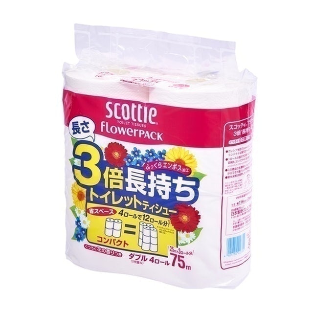Scottie Flowerpack 3 Times Longer-Lasting Double-Ply 75m 4 Rolls 1