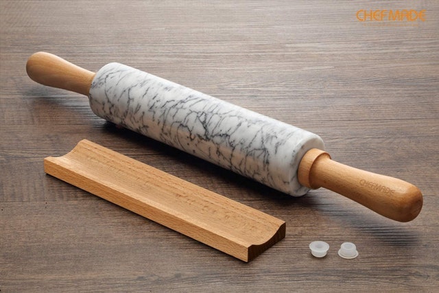 Marble Rolling Pin with Wooden Handles and Cradle 2