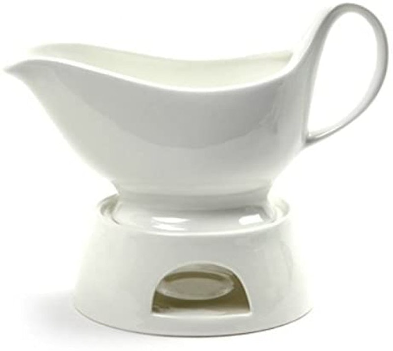 Porcelain Gravy Sauce Boat with Stand and Candle 1