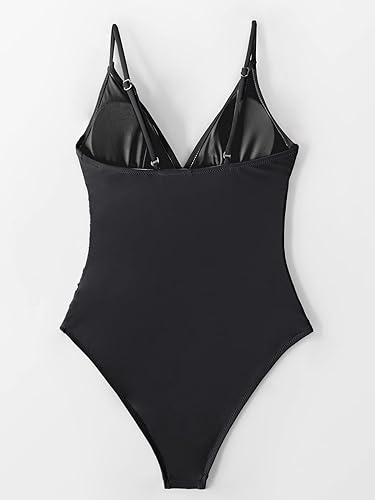 V Neck Tummy Control One Piece Swimsuit  2