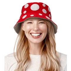 Red Mushroom Hat - Mushroom Bucket Hat for Mario Toad