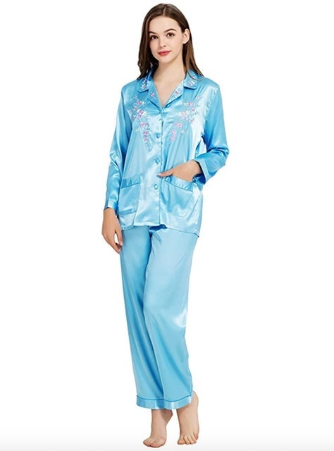 Womens Silk Satin Pajamas 1