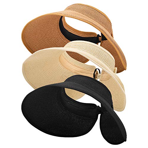 3PCS Foldable Straw Sun Visor Hats 1