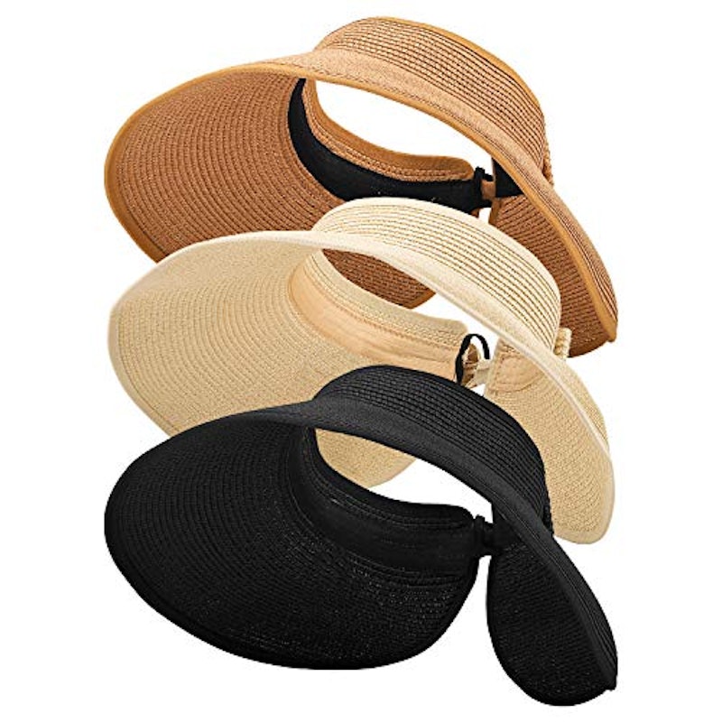 3PCS Foldable Straw Sun Visor Hats 1