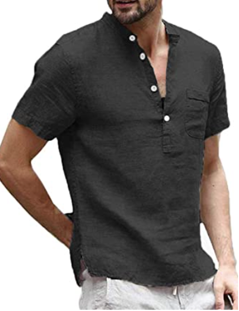 Mens Linen Henley Shirts 1
