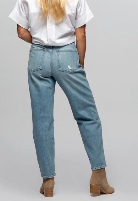 The Recycled Linda Barrel Jean in Bleached Blue 2
