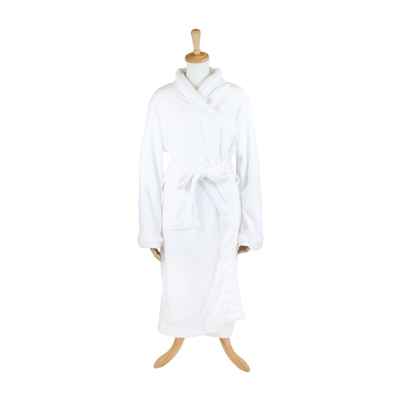Luxurious Mens Shawl Collar Fleece Bathrobe Spa Robe 1