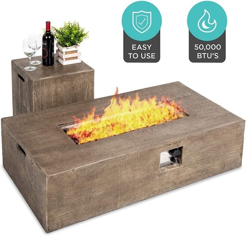 Farmhouse Wood Finish Fire Pit Table 1