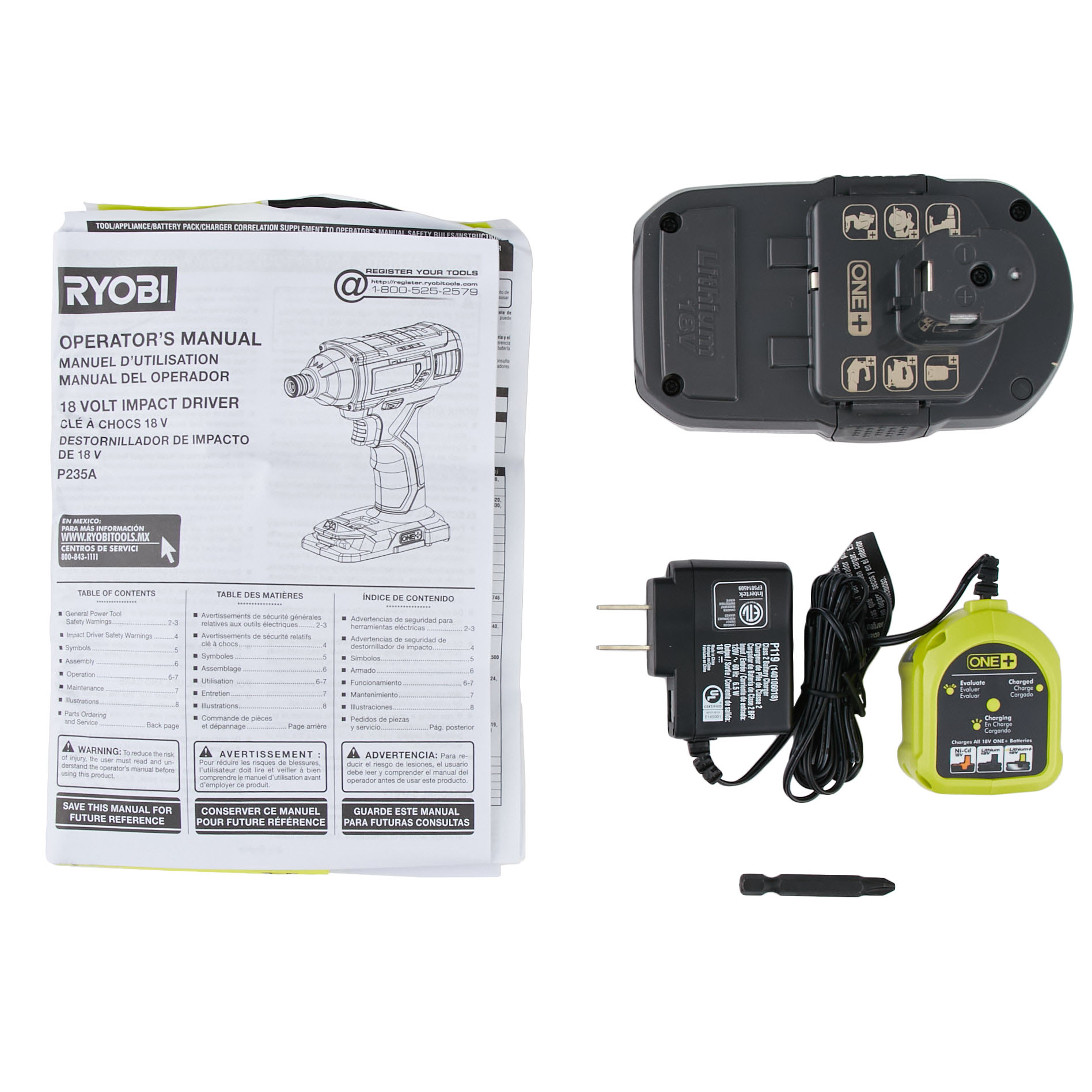 ONE+ 18V Cordless 1/4 in. Impact Driver Kit with 1.5 Ah Battery and Charger 4