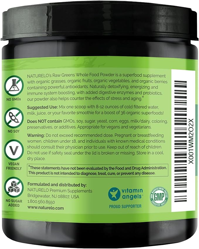 Raw Greens Superfood Powder, Organic Superfood Blend 3