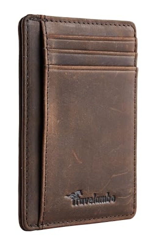 Front Pocket Minimalist Leather Slim Wallet RFID Blocking 1