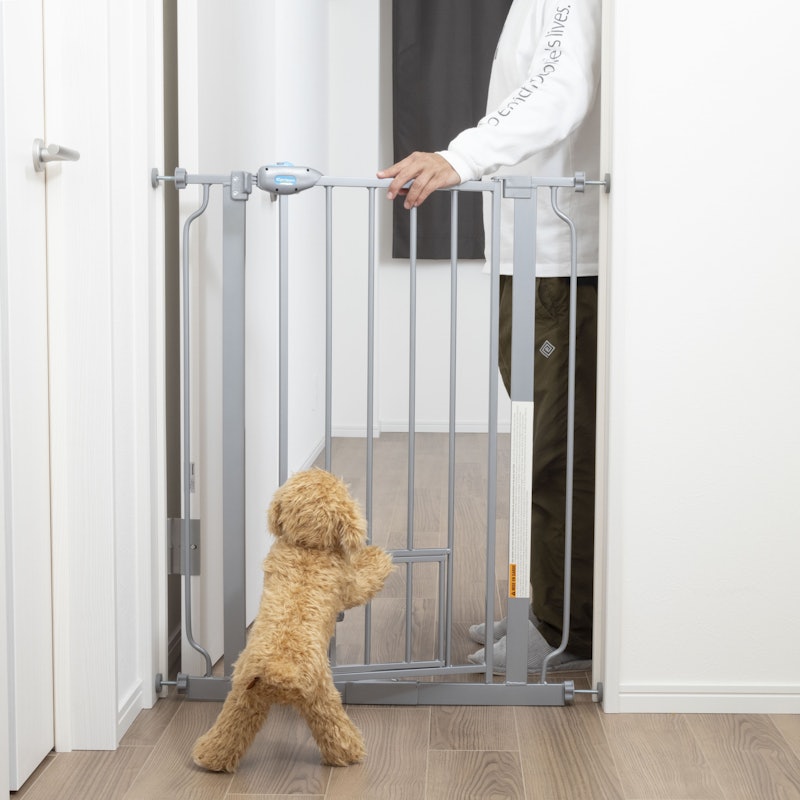 Extra Tall Walk-Thru Pet Gate with Small Pet Door 8