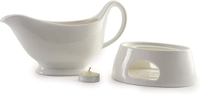 Porcelain Gravy Sauce Boat with Stand and Candle 2
