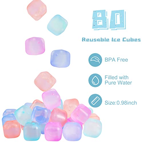 80 Pack Color-changing Reusable Ice Cube for Drinks 2