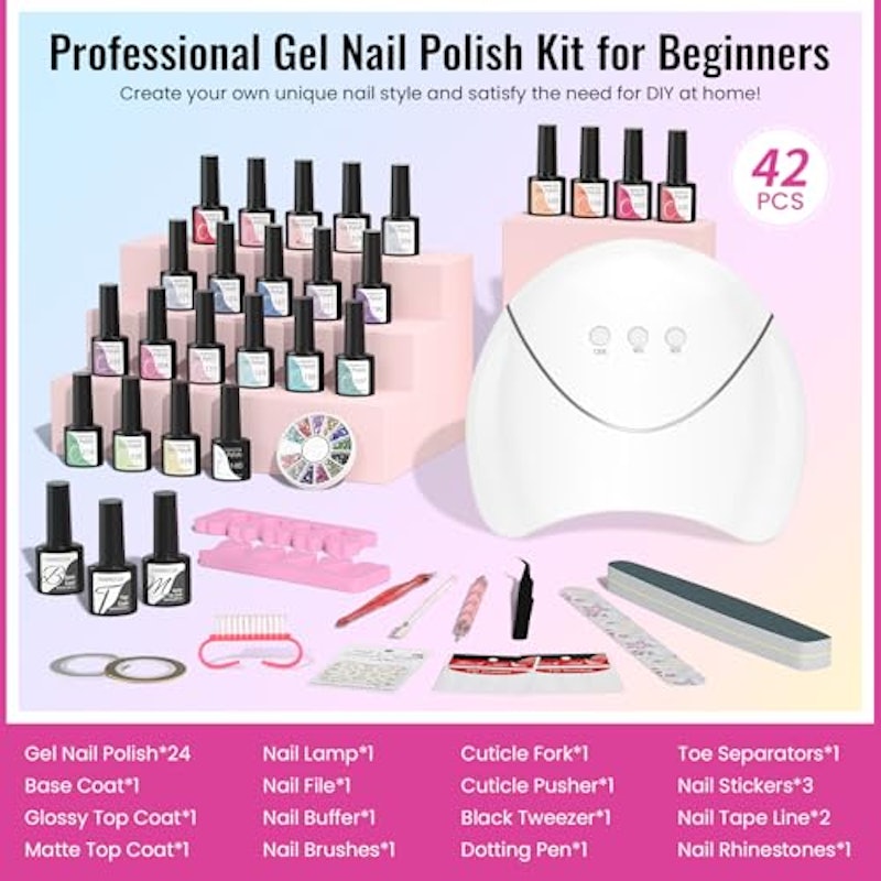 42 Pcs Gel Nail Polish Kit with UV Light 3