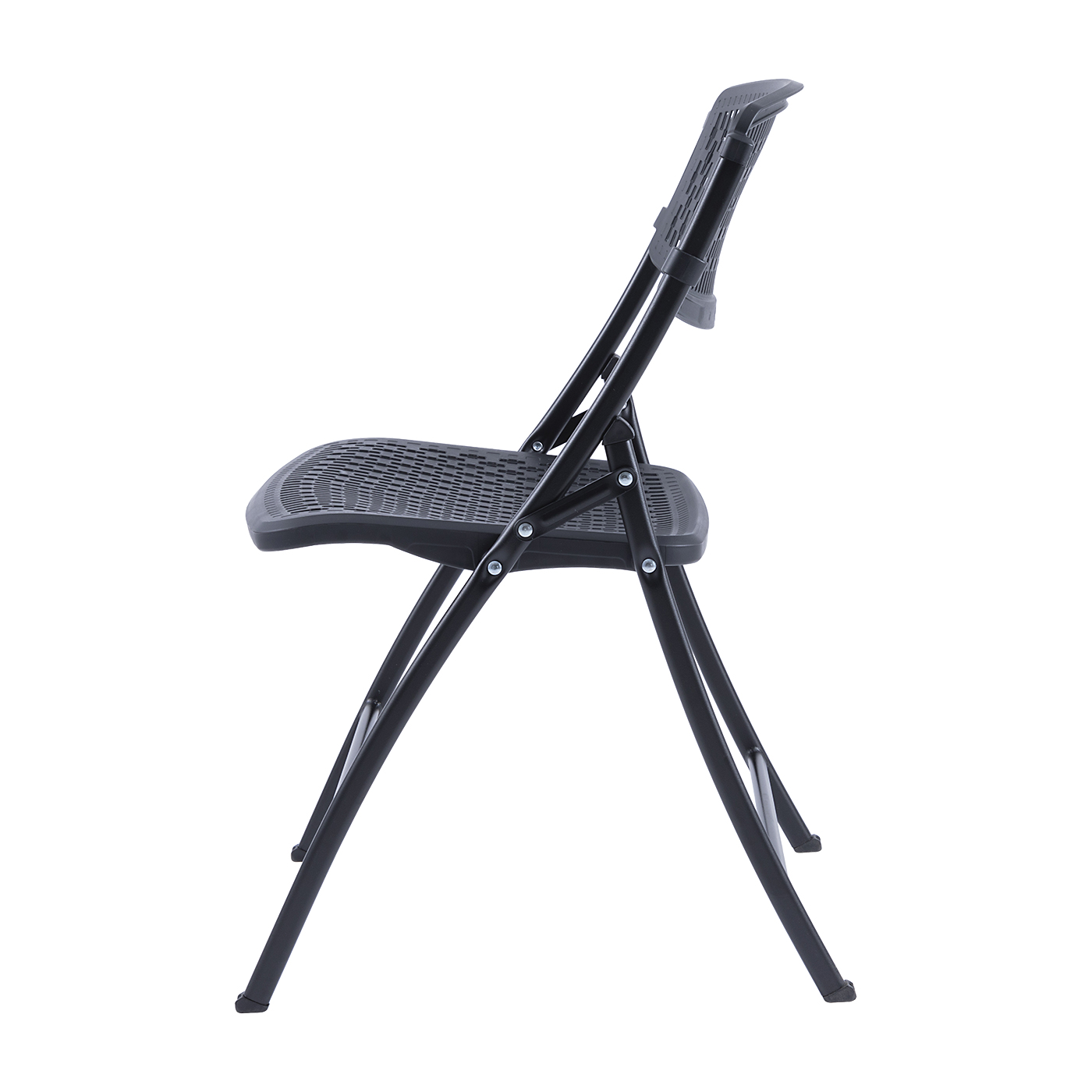 Plastic Seat Folding Chair in Black (Set of 4) 2