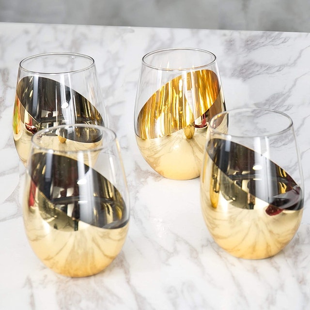 Modern Brass Stemless Wine Glasses 2