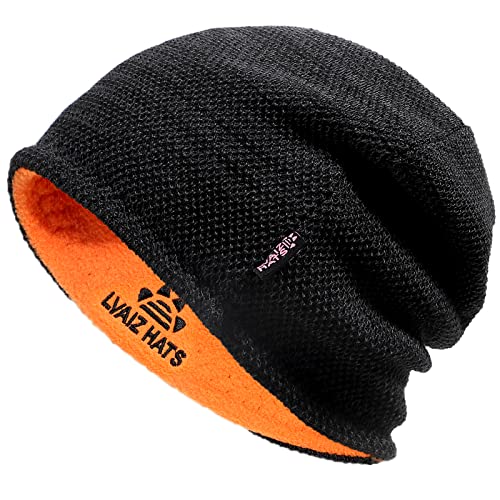 Reversible Warm Fleece Lined Beanie Hats 1