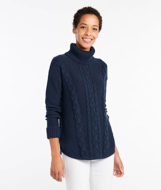 Women's Double L Mixed-Cable Sweater 1