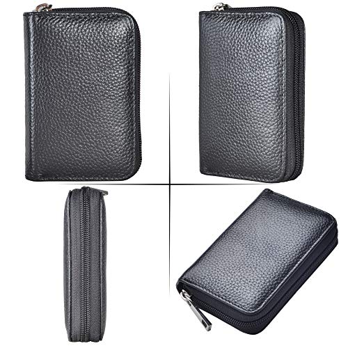 Genuine Leather Credit Card Holder Zipper Wallet With 26 Card Slots 2