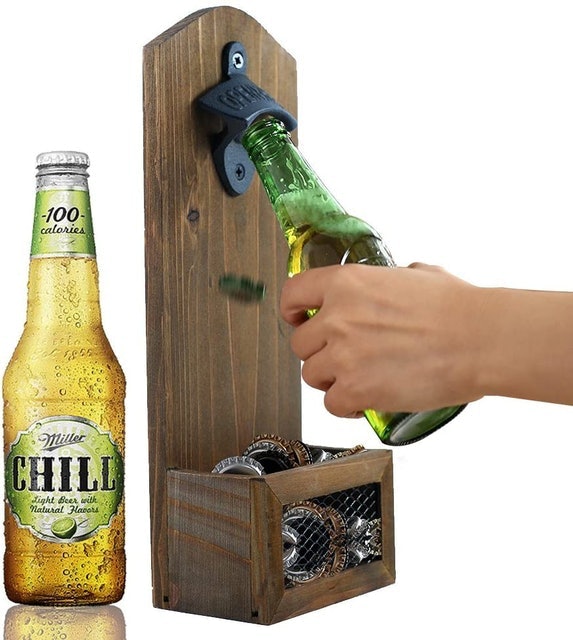 Vintage Wall Mounted Wooden Bottle Opener 1