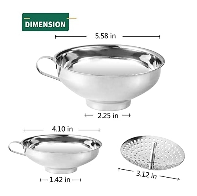 Small and Large Funnels With Strainer 2