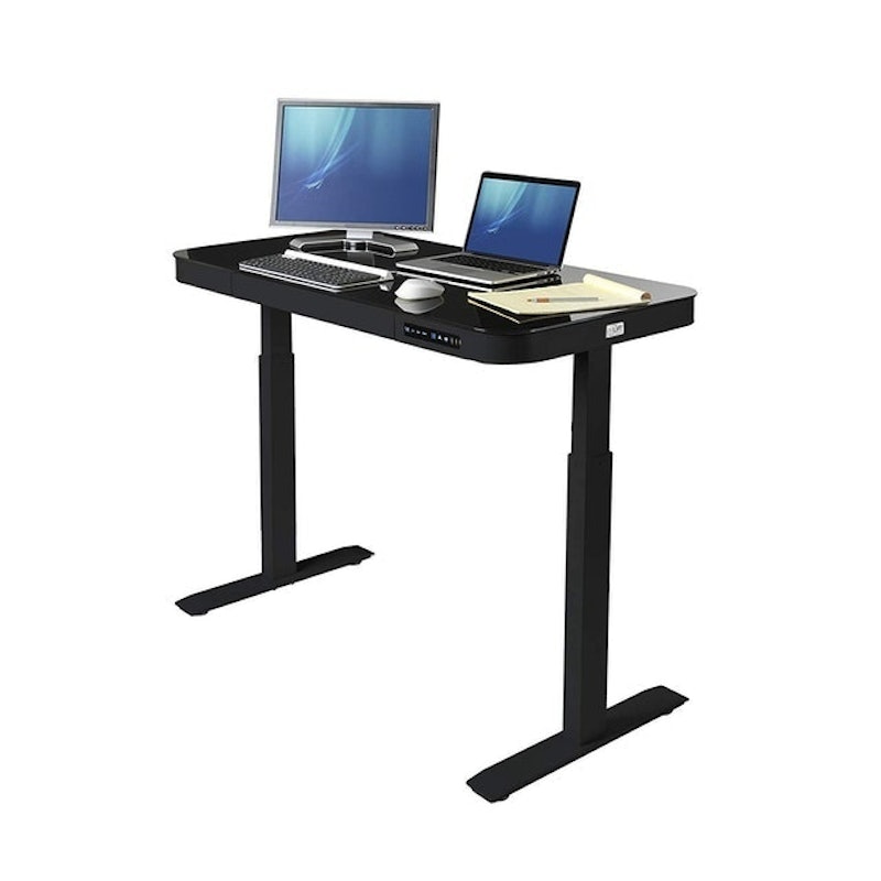 Airlift Tempered Glass Electric Standing Desk with Drawer 1
