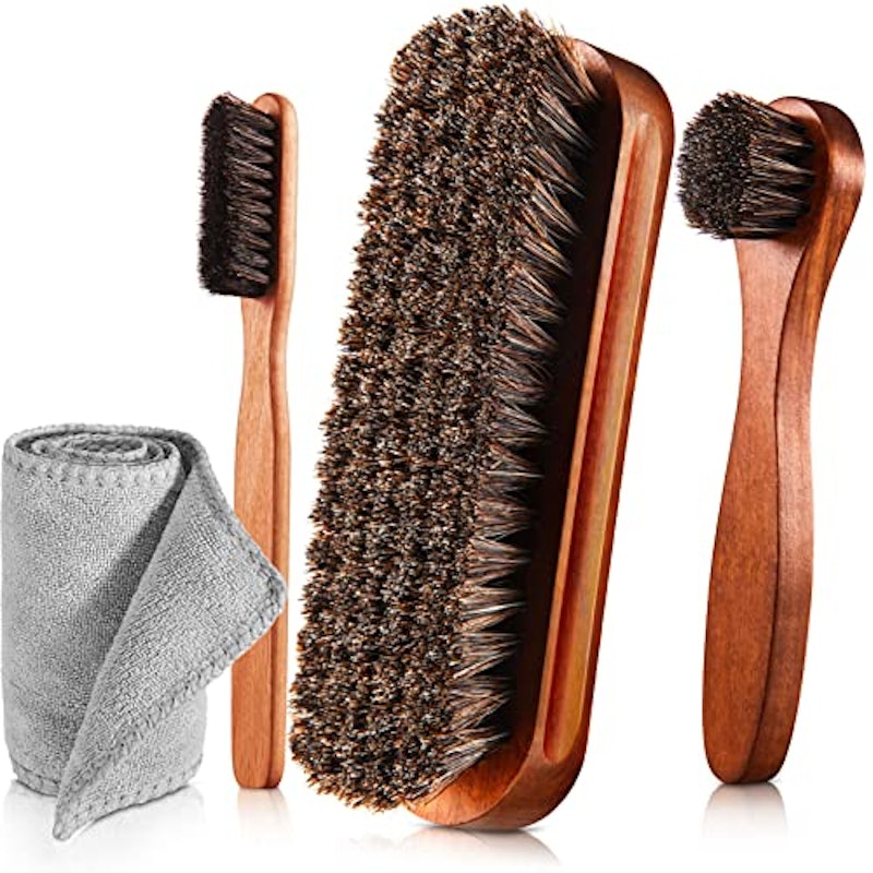 4 Pcs Horsehair Shine Shoes Brush Kit 1