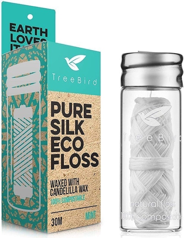 Biodegradable Dental Floss with a Refillable Glass Holder 1
