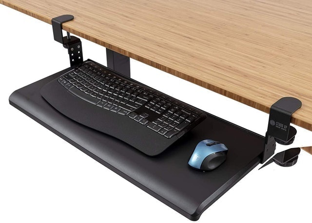 Large Clamp-On Retractable Adjustable Keyboard Tray 1