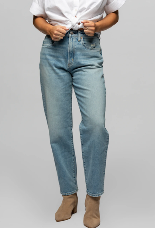 The Recycled Linda Barrel Jean in Bleached Blue 1
