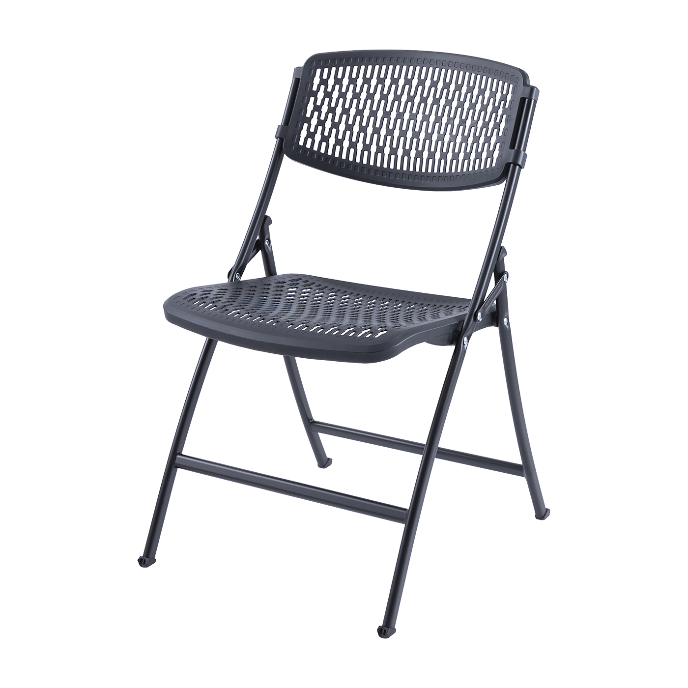 Plastic Seat Folding Chair in Black (Set of 4) 1