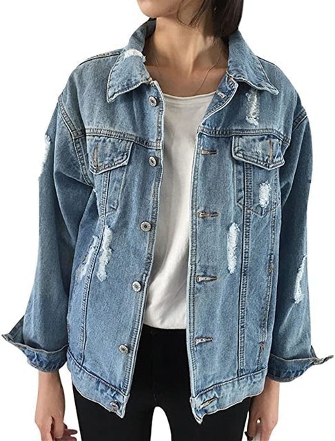Ripped Boyfriend Jean Jacket   1
