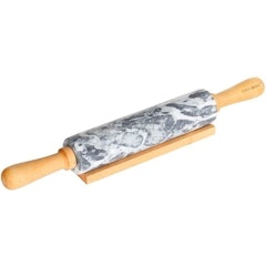 Marble Rolling Pin with Wooden Handles and Cradle