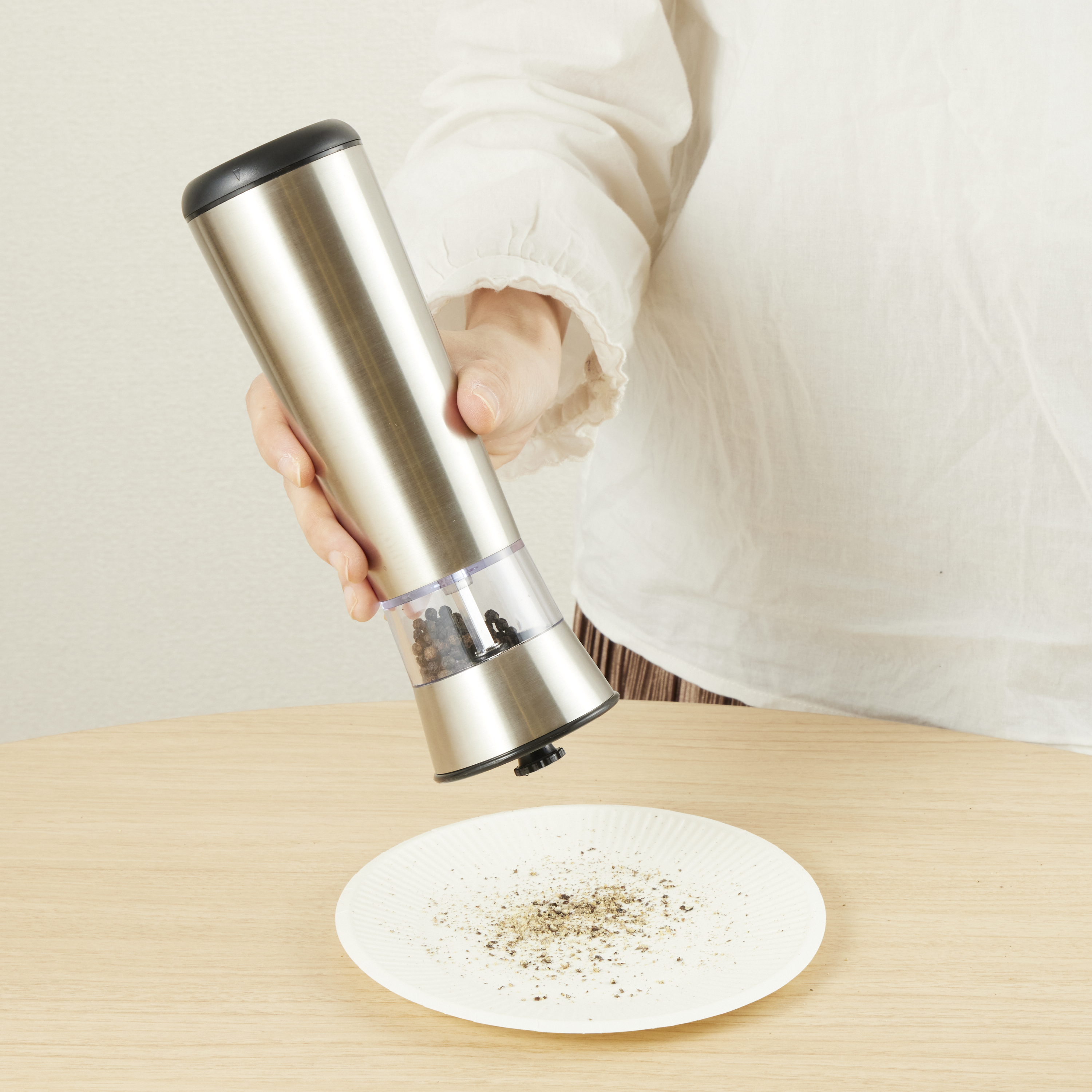 Rechargeable Gravity Stainless Steel Salt and Pepper Grinder Set 6