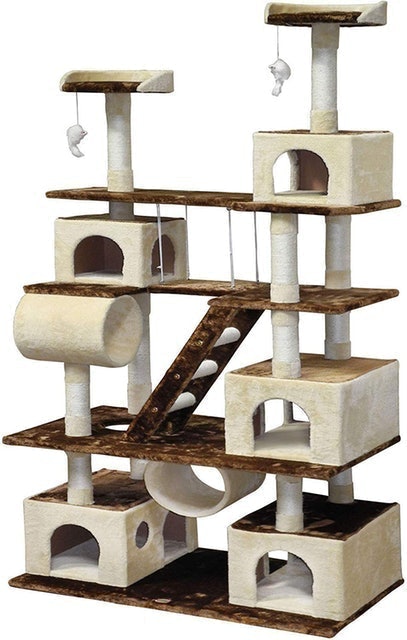 87.5" Cat Tree Climber with Ladder and Swing 2