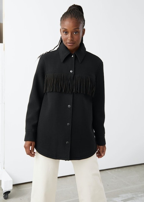 Relaxed Button Up Fringe Jacket 1