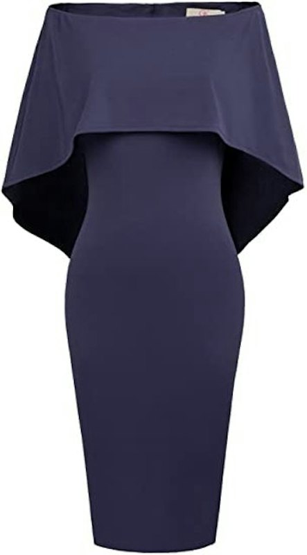Off Shoulder Batwing Cape Midi Dress 1