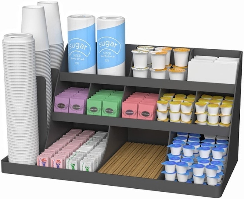 14 Compartment 3-Tier Breakroom Coffee Condiment Organizer 1