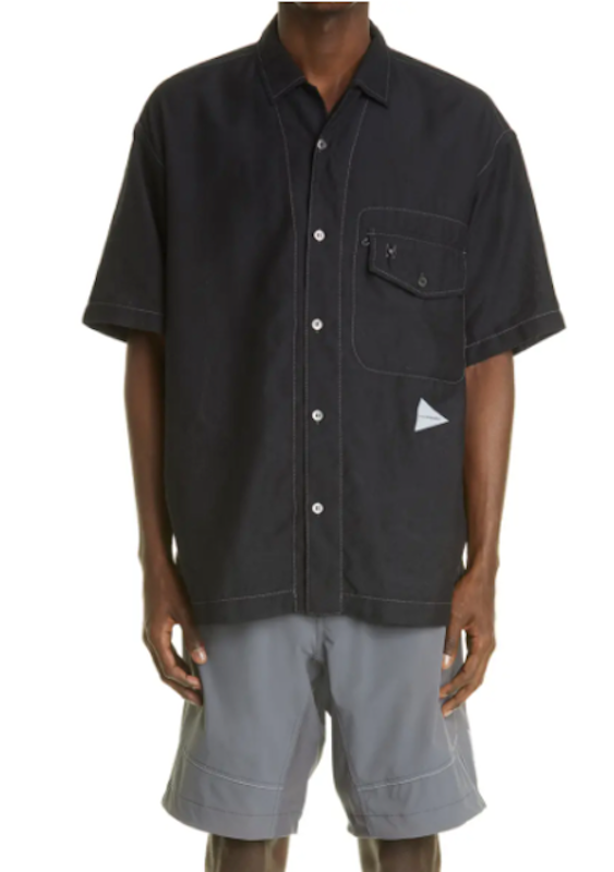 Dry Linen Blend Short Sleeve Button-Up Shirt 1