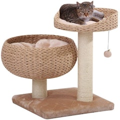 Handmade Natural Bowl with Perch Cat Tree