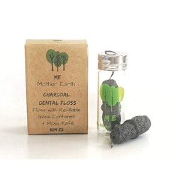Bamboo Charcoal Dental Floss with Refillable Glass Container