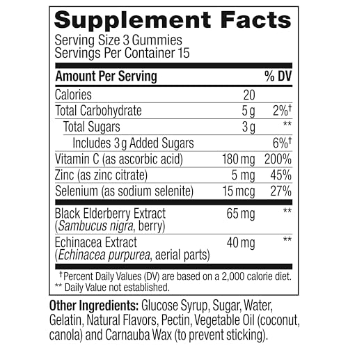Immunity Gummy, Immune Support, Elderberry, Zinc, Vitamin C, Supplement, Berry Flavor 2