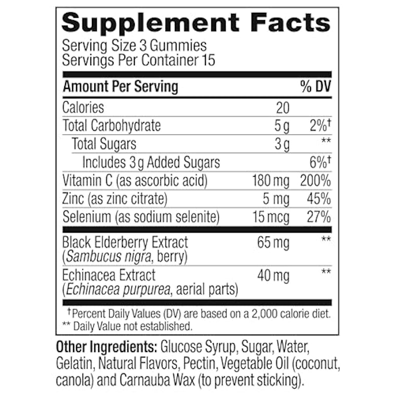 Immunity Gummy, Immune Support, Elderberry, Zinc, Vitamin C, Supplement, Berry Flavor 2