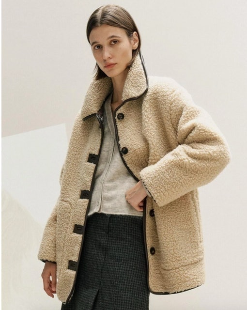 Overfit Button Point Faux Fur Coat 1
