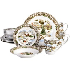 Christmas Toile 16-Piece Dinnerware Set