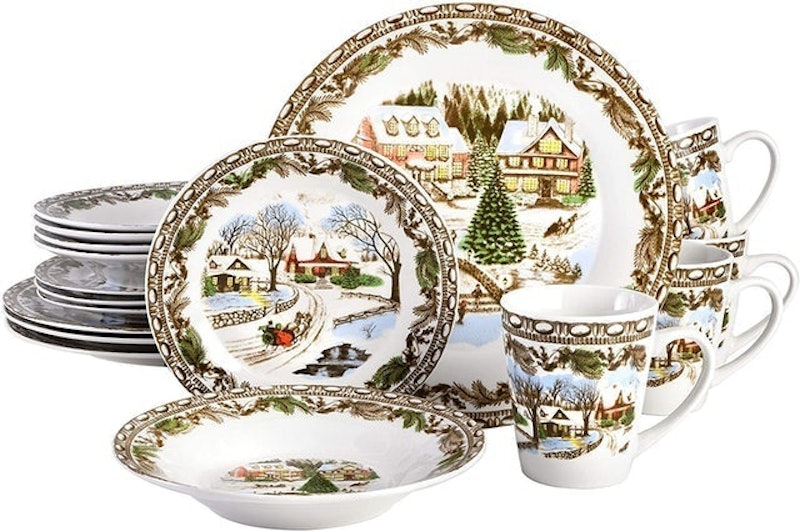 Christmas Toile 16-Piece Dinnerware Set 1