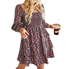Square Neck Floral Dress