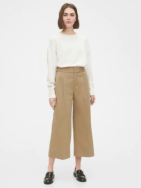 High Rise Wide-Leg Khaki Pants 1