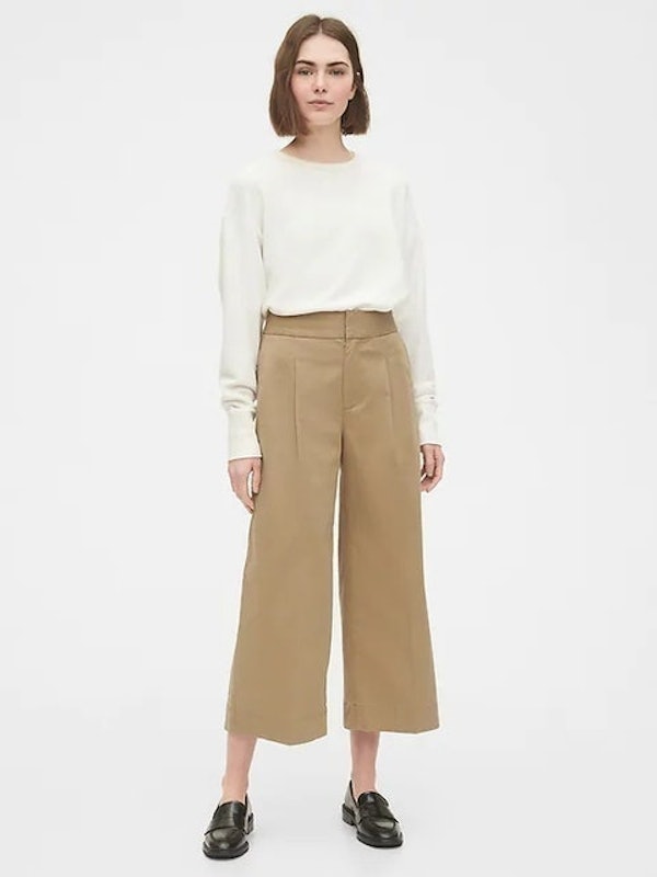 High Rise Wide-Leg Khaki Pants 1